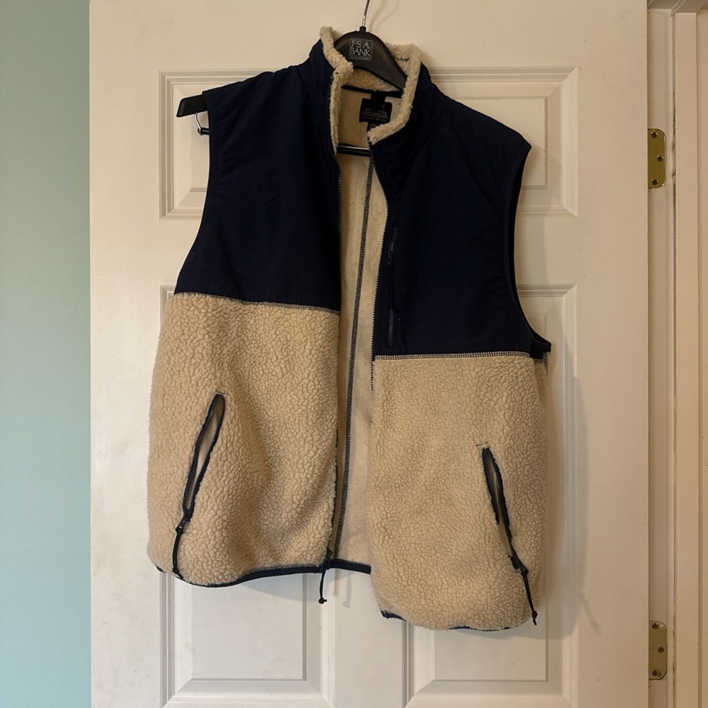 Navy and Cream Sherpa Fleece Vest